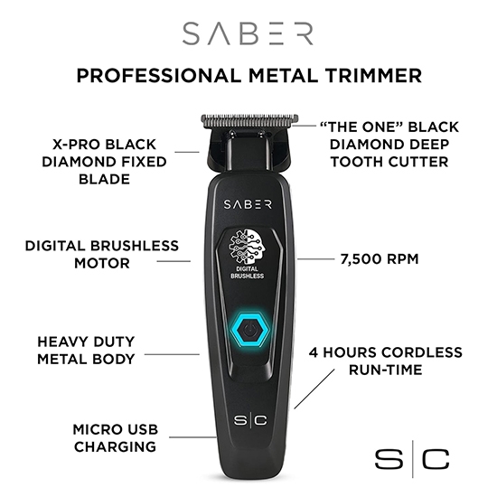 Снимка на Контурна машинка за подстригване - STYLECRAFT - Saber - 7.500 RPM - Черна