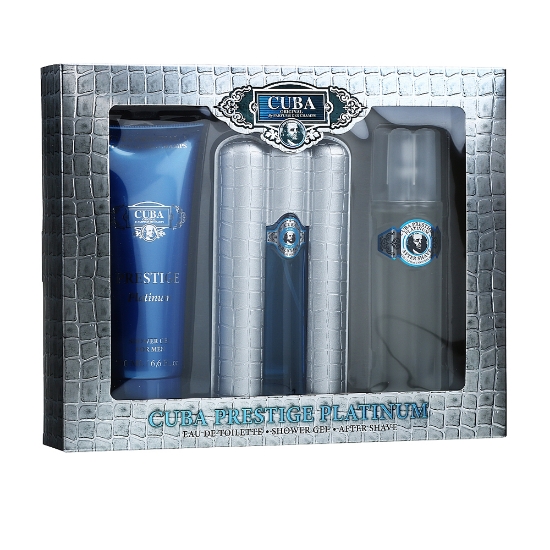 Снимка на Комплект - тоалетна вда 90 ml + душ гел 200 ml + афтършейв 100 ml - CUBA- Platinum 