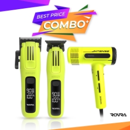 Снимка на Set ROVRA - IMPACT - Masina de tuns + Masina de contur + Uscator de par Intense - Verde 